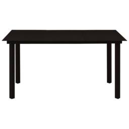 Berkfield Home Garden Dining Table Black 150x80x74 cm Steel & Glass - Size: 150 x 80 x 74 cm - thumbnail 2