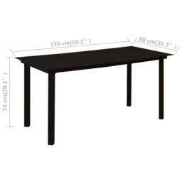 Berkfield Home Garden Dining Table Black 150x80x74 cm Steel & Glass - Size: 150 x 80 x 74 cm - thumbnail 5