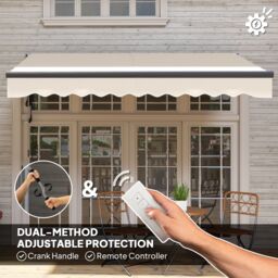 OUTSUNNY 3 x 2.5m Electric Retractable Awning w/ Aluminium Frame in Beige - thumbnail 4