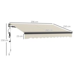 OUTSUNNY 3 x 2.5m Electric Retractable Awning w/ Aluminium Frame in Beige - thumbnail 3