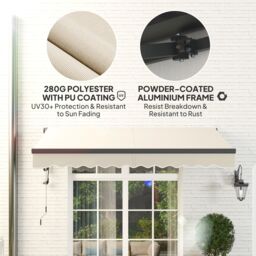 OUTSUNNY 3 x 2.5m Electric Retractable Awning w/ Aluminium Frame in Beige - thumbnail 6