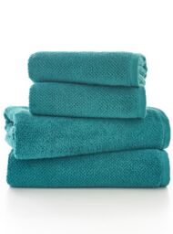 Deyongs Romeo Luxury Textured Quik Dri 100% Cotton Towels in Turquoise - Size: Bath Sheet - thumbnail 2