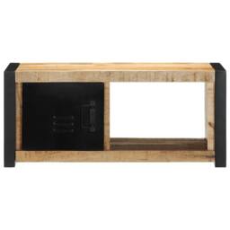 Berkfield Home TV Cabinet 80x30x35 cm Solid Rough Wood Mango in Brown - Size: 80 x 30 x 35 cm - thumbnail 1