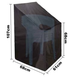 Nordara Heavy Duty 600D Oxford Waterproof Stacking Chair Cover in Black - Size: 110 cm x 35 cm - thumbnail 2