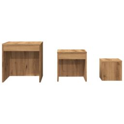 Berkfield Home Nesting Tables 3 pcs Artisan Oak Engineered Wood in Brown - thumbnail 4