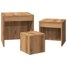 Berkfield Home Nesting Tables 3 pcs Artisan Oak Engineered Wood in Brown - thumbnail 5