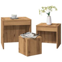 Berkfield Home Nesting Tables 3 pcs Artisan Oak Engineered Wood in Brown