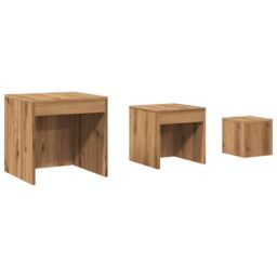 Berkfield Home Nesting Tables 3 pcs Artisan Oak Engineered Wood in Brown - thumbnail 2