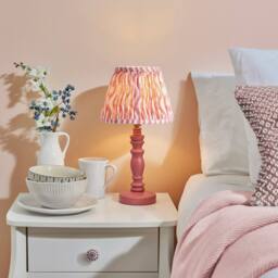 Netlighting Bibury Pink Table Lamp Pink Fabric Ripple Shade 20cm B22 - thumbnail 2