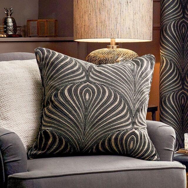 Paoletti Gatsby Jacquard Polyester Filled Cushion in Black - Size: 50 cm x 50 cm - image 1