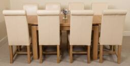 Thats Furniture Richmond 140-220cm Oak Extending Dining Table + 8 Washington Leather Chairs in Cream - thumbnail 2