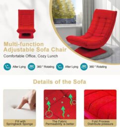 Hygrad Built to Survive Swivel Armchair Chair, 5-Fold Adjustable Lazy High Lounge, Folding Swing Chair 360-Degree Rotatable w/ Adjustable Backrest - thumbnail 5