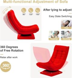 Hygrad Built to Survive Swivel Armchair Chair, 5-Fold Adjustable Lazy High Lounge, Folding Swing Chair 360-Degree Rotatable w/ Adjustable Backrest - thumbnail 4