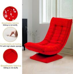 Hygrad Built to Survive Swivel Armchair Chair, 5-Fold Adjustable Lazy High Lounge, Folding Swing Chair 360-Degree Rotatable w/ Adjustable Backrest - thumbnail 2