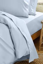 CHRISTY Pure Cotton Percale Flat Sheets in Pale Blue - Size: King Flat - thumbnail 2