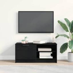 Berkfield Home TV Cabinet Black Oak 80x35x36, 5 cm Engineered Wood - thumbnail 2