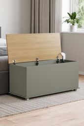Home Discount Vida Designs Arlington Storage Ottoman Contemporary Bedroom Furniture in Grey - thumbnail 1