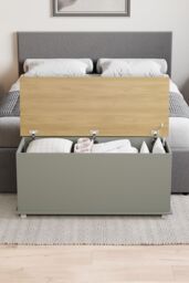 Home Discount Vida Designs Arlington Storage Ottoman Contemporary Bedroom Furniture in Grey - thumbnail 4