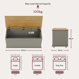 Home Discount Vida Designs Arlington Storage Ottoman Contemporary Bedroom Furniture in Grey - thumbnail 3