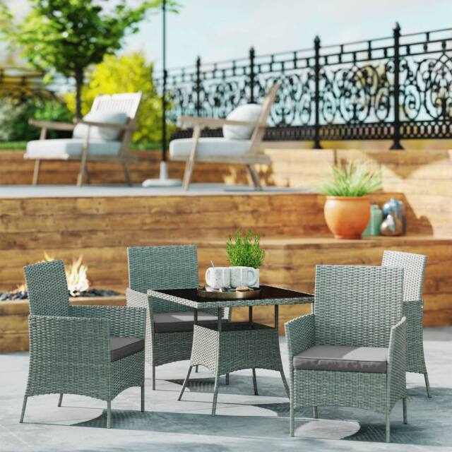 OUTSUNNY 4 Seater Rattan Garden Furniture Set Patio Conservatory in Light Grey - image 1