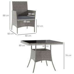 OUTSUNNY 4 Seater Rattan Garden Furniture Set Patio Conservatory in Light Grey - thumbnail 3
