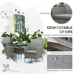 OUTSUNNY 4 Seater Rattan Garden Furniture Set Patio Conservatory in Light Grey - thumbnail 5