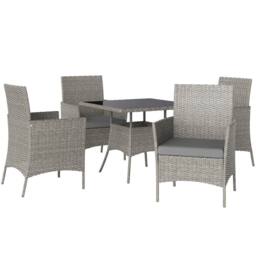 OUTSUNNY 4 Seater Rattan Garden Furniture Set Patio Conservatory in Light Grey - thumbnail 2