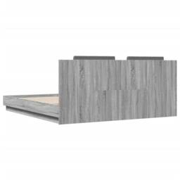 Berkfield Home Durable Bed Frame with LED without Mattress Grey Sonoma 160x200 cm - thumbnail 8