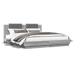 Berkfield Home Durable Bed Frame with LED without Mattress Grey Sonoma 160x200 cm - thumbnail 5