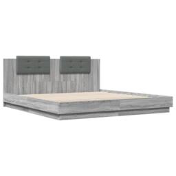 Berkfield Home Durable Bed Frame with LED without Mattress Grey Sonoma 160x200 cm - thumbnail 1