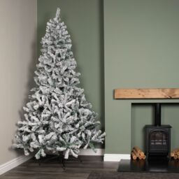 Samuel Alexander 8ft (2.4m) Snow Flocked Artificial Christmas Tree with Green Metal Stand & 1017 Tips - thumbnail 3