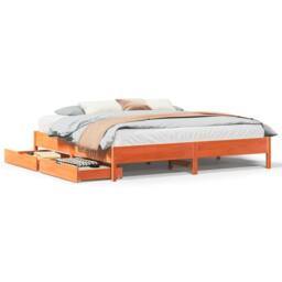 Berkfield Home Bed Frame without Mattress Wax Brown 180x200 cm Super King Solid Wood Pine - thumbnail 2