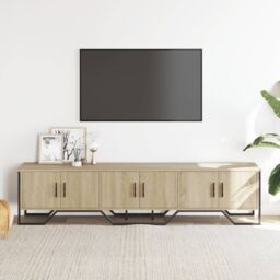 Berkfield Home TV Cabinet Sonoma Oak 180x34x41 cm Engineered Wood in Brown - Size: 180 x 34 x 41 cm - thumbnail 3