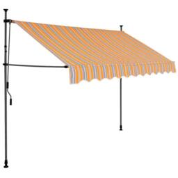 Berkfield Home Manual Retractable Awning with LED 300 cm Yellow & Blue - thumbnail 3
