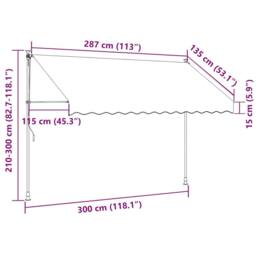 Berkfield Home Manual Retractable Awning with LED 300 cm Yellow & Blue - thumbnail 8
