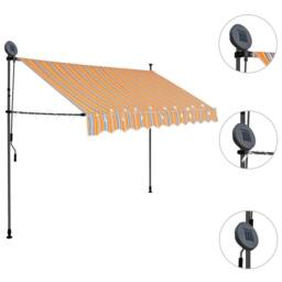 Berkfield Home Manual Retractable Awning with LED 300 cm Yellow & Blue