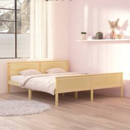 Berkfield Home Bed Frame Solid Wood Pine 180x200 cm Super King in Brown - thumbnail 2