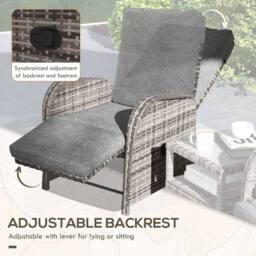 Wyld Haus Elcoto 2 Seater Reclining Rattan Chaise Lounge Set Brown Wicker Grey - thumbnail 5