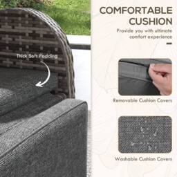 Wyld Haus Elcoto 2 Seater Reclining Rattan Chaise Lounge Set Brown Wicker Grey - thumbnail 7