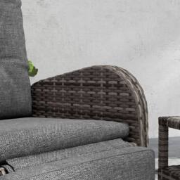Wyld Haus Elcoto 2 Seater Reclining Rattan Chaise Lounge Set Brown Wicker Grey - thumbnail 8