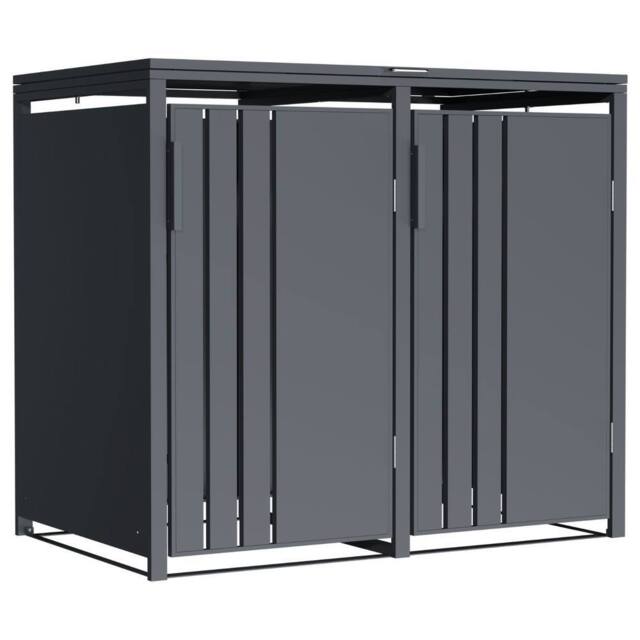 Phoenix Safe Company Phoenix Outdoor Double Wheelie Bin Store for 2 x 240L Bins, Soft Close Metal Storage, Anthracite GB2200AA - Size: 800mm - image 1