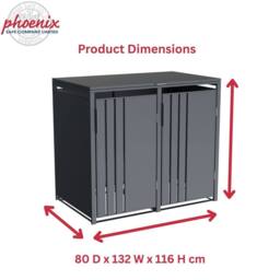 Phoenix Safe Company Phoenix Outdoor Double Wheelie Bin Store for 2 x 240L Bins, Soft Close Metal Storage, Anthracite GB2200AA - Size: 800mm - thumbnail 3