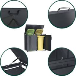 Phoenix Safe Company Phoenix Outdoor Double Wheelie Bin Store for 2 x 240L Bins, Soft Close Metal Storage, Anthracite GB2200AA - Size: 800mm - thumbnail 2