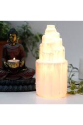 KDMD Natural Selenite Tower Lamp - Cleansing, Healing & Peaceful Light in Off-White - thumbnail 3