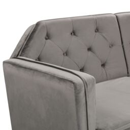 Comfy Living Ltd Plush Velvet Tufted Sofa Bed In Various Colours With Black & Gold Legs in Grey - thumbnail 6