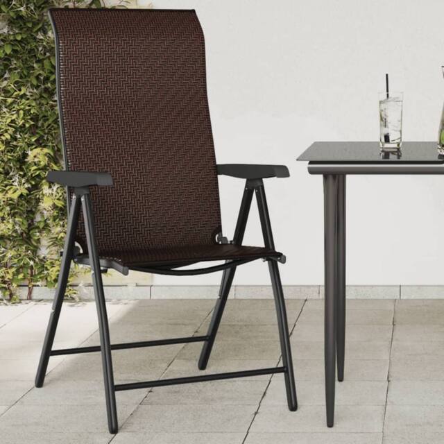 Berkfield Home Beautiful Folding Garden Chairs 2 pcs Brown Poly Rattan - image 1