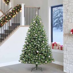 Berkfield Home Artificial Hinged Christmas Tree Green 240 cm PVC & Metal