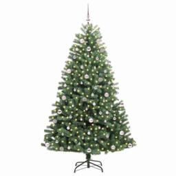 Berkfield Home Artificial Hinged Christmas Tree Green 240 cm PVC & Metal - thumbnail 3
