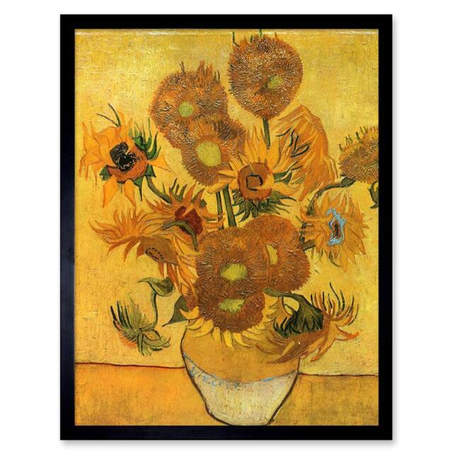 "Artery8 Van Gogh Still Life Fifteen Sunflowers Vase 12x16"" Framed Art Print in Yellow - Size: W12"" x H16""" - image 1