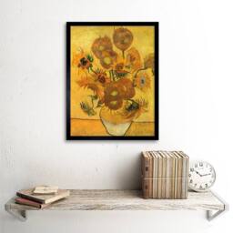 "Artery8 Van Gogh Still Life Fifteen Sunflowers Vase 12x16"" Framed Art Print in Yellow - Size: W12"" x H16""" - thumbnail 2